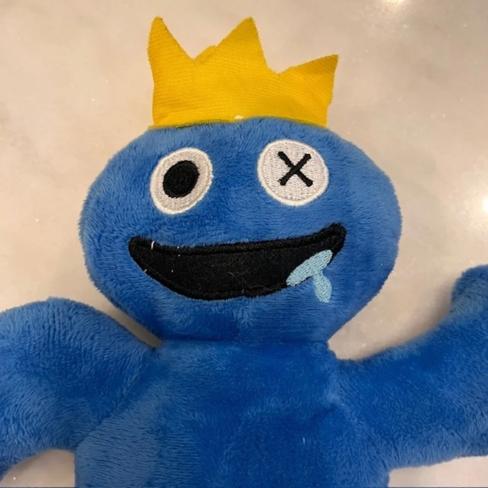 Rainbow Friends Blue Plush Toy‎ with Crown Kids Stuffed Animal Doll